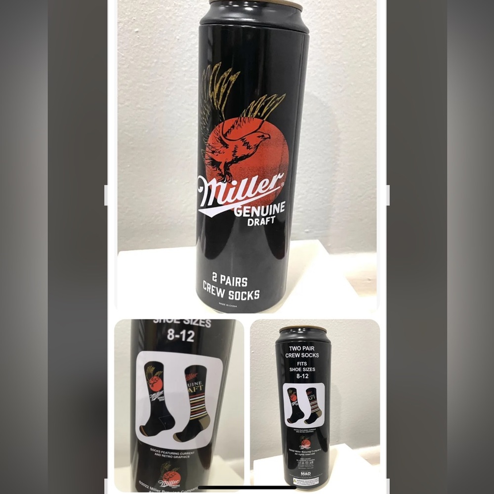 Miller Draft Beer unique gift idea novelty 2 pairs of socks stocking stuffer